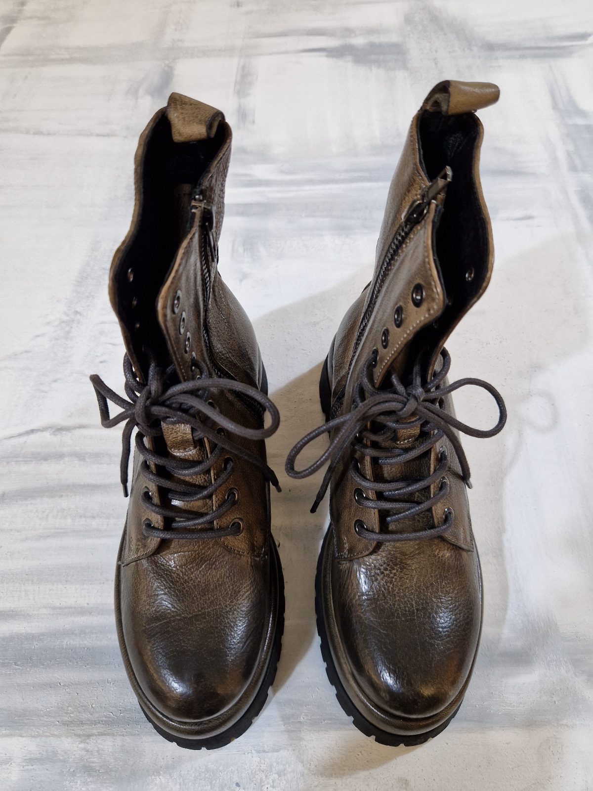 Anfibio scarponcino donna in pelle con zip laterale PAWELK'S Bufalo Birch scuro W1161 - immagine 3