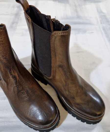 Stivaletto donna in pelle con zip laterale PAWELK'S Bufalo Bruno W1160