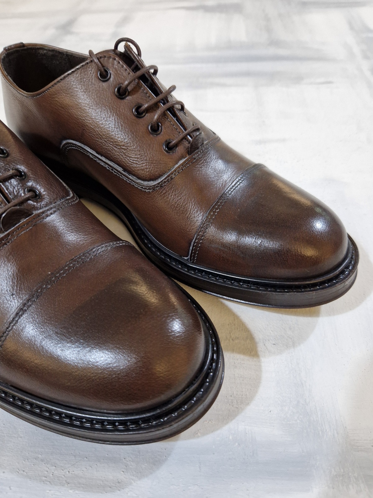 Scarpa francesina uomo MUSTO ARTIGIANI in pelle bufalo 6590 - TESTA di MORO