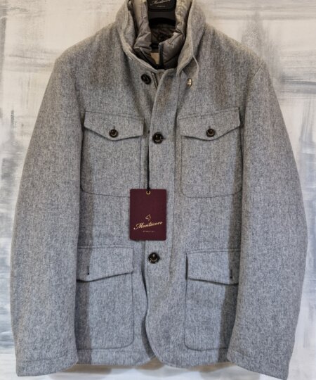 Giacca MONTECORE uomo in panno di lana imbottita in piuma - Storm Grey