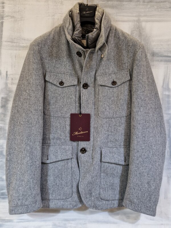 Giacca MONTECORE uomo in panno di lana imbottita in piuma - Storm Grey