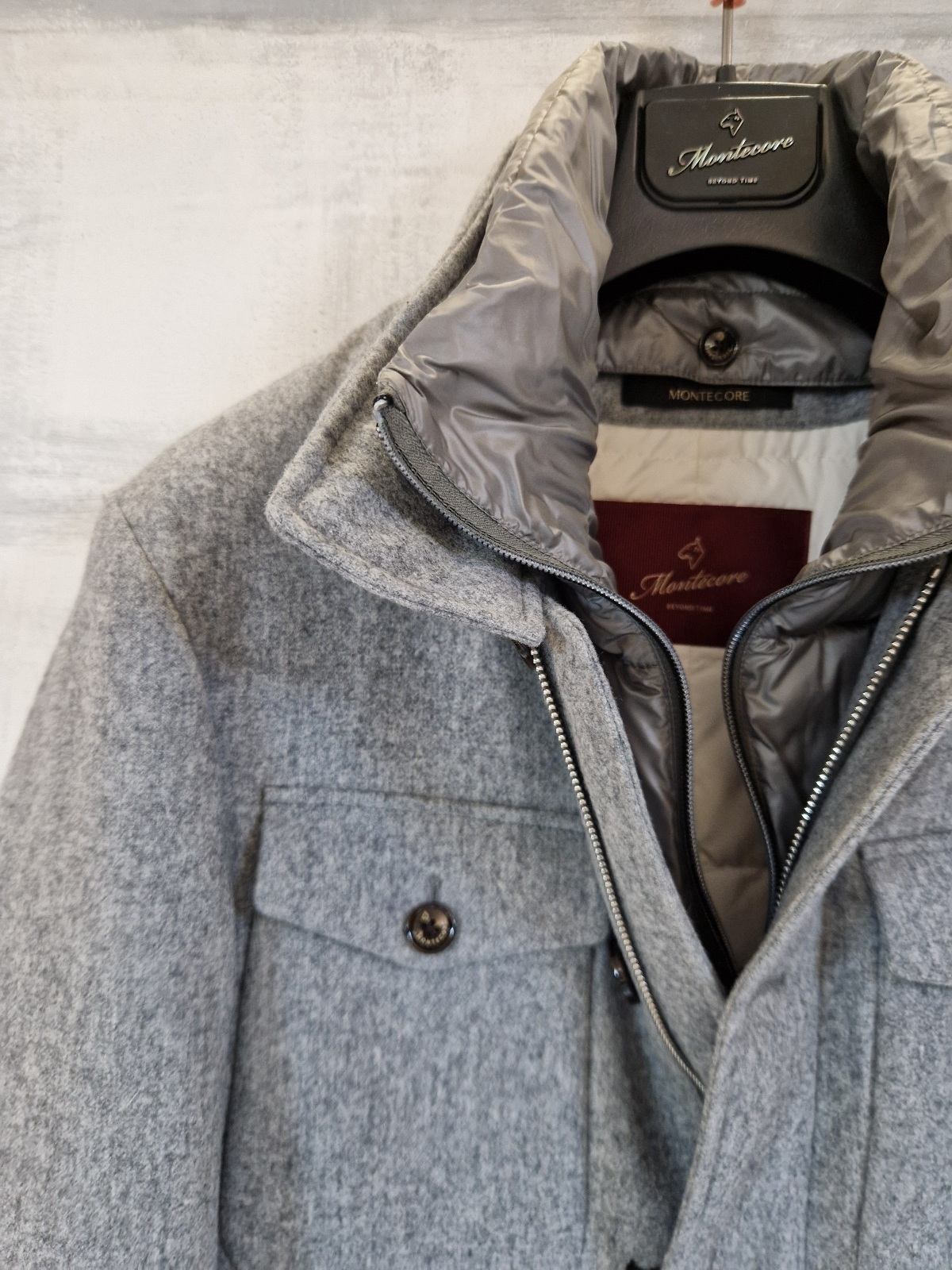 Giacca MONTECORE uomo in panno di lana imbottita in piuma - Storm Grey - immagine 2