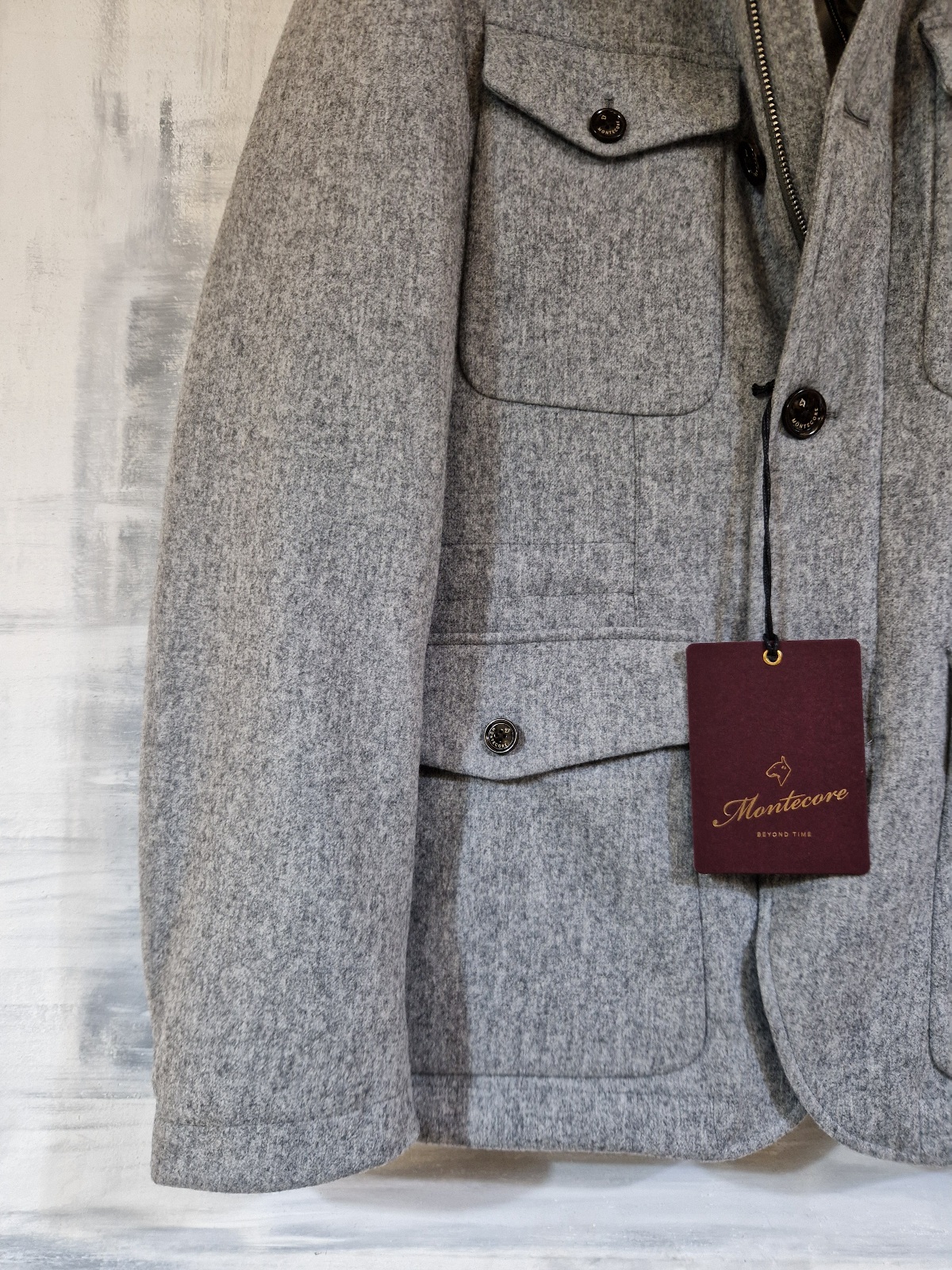 Giacca MONTECORE uomo in panno di lana imbottita in piuma - Storm Grey - immagine 3
