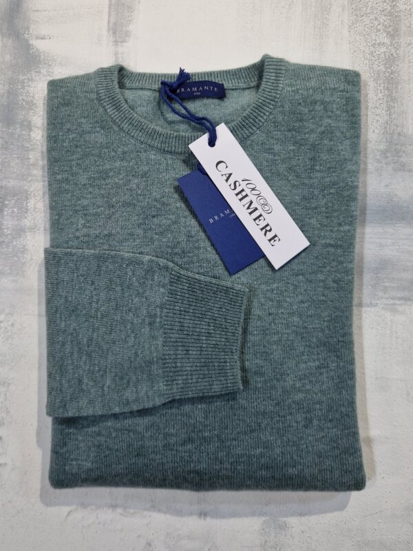 Maglione girocollo uomo BRAMANTE in 100% cashmere melange - Iguana - immagine 2