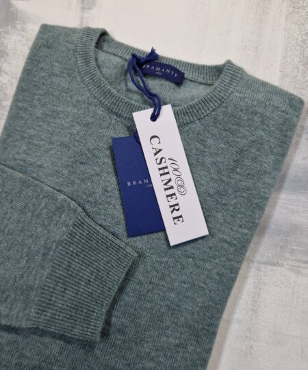 Maglione girocollo uomo BRAMANTE in 100% cashmere melange - Iguana