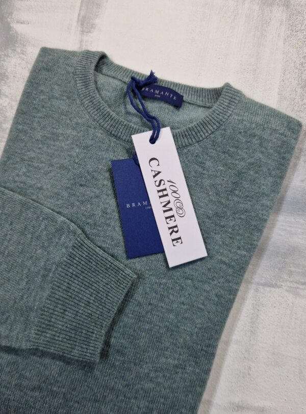 Maglione girocollo uomo BRAMANTE in 100% cashmere melange - Iguana
