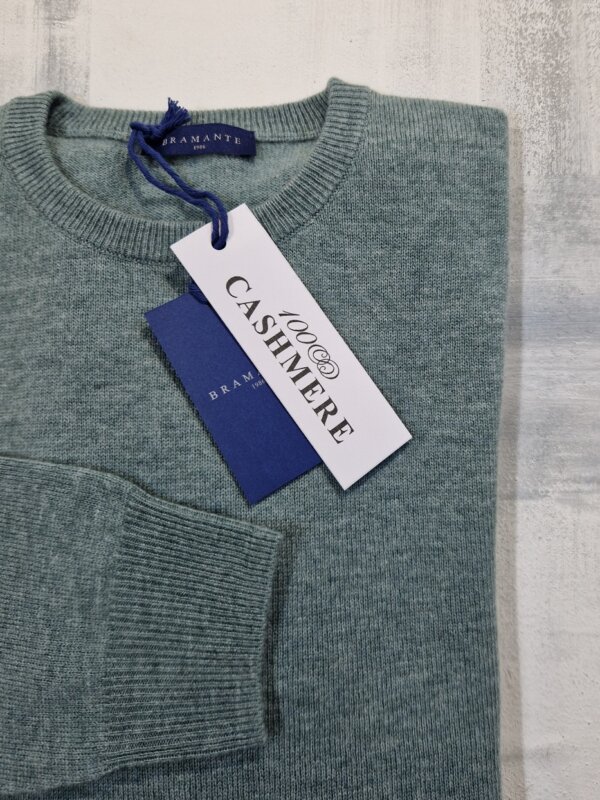Maglione girocollo uomo BRAMANTE in 100% cashmere melange - Iguana - immagine 3