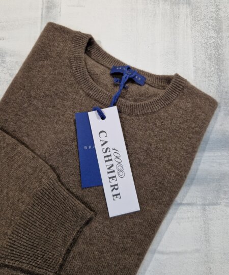 Maglione girocollo uomo BRAMANTE in 100% cashmere melange - Nocciola