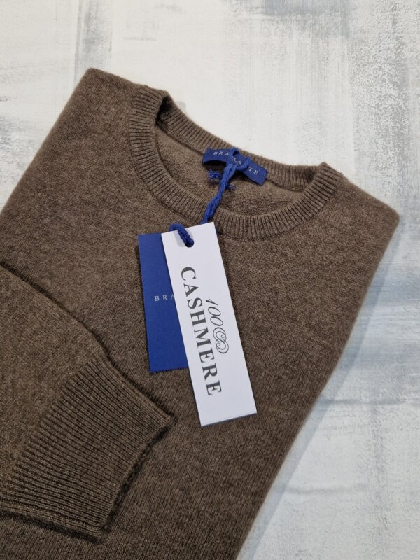Maglione girocollo uomo BRAMANTE in 100% cashmere melange - Nocciola