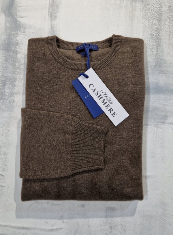 Maglione girocollo uomo BRAMANTE in 100% cashmere melange - Nocciola - immagine 3