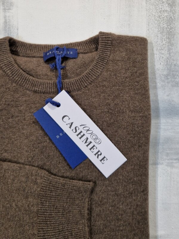 Maglione girocollo uomo BRAMANTE in 100% cashmere melange - Nocciola - immagine 2