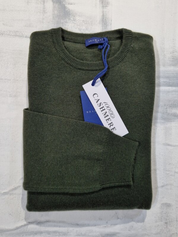Maglione girocollo uomo BRAMANTE in 100% cashmere melange - Militare - immagine 3