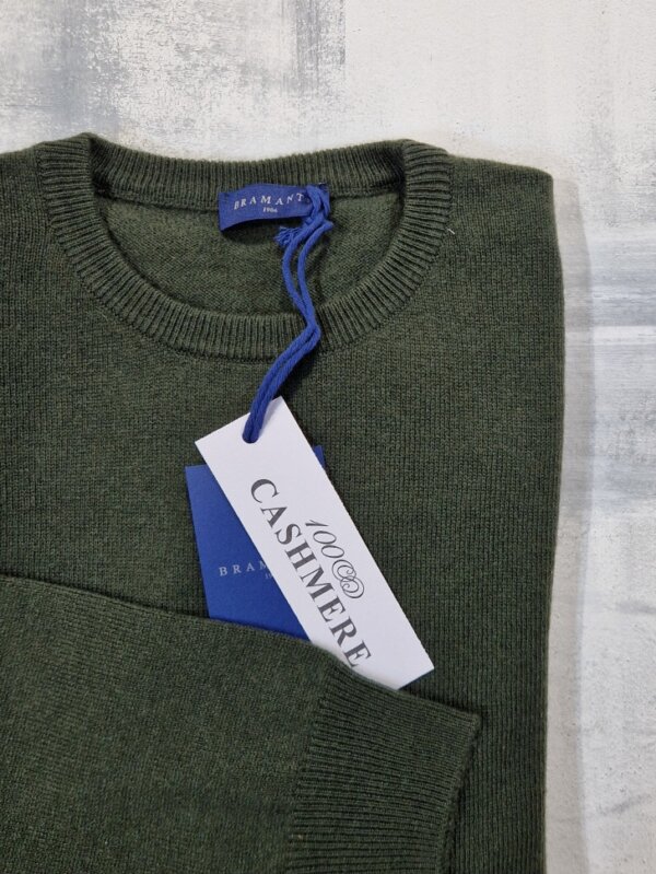 Maglione girocollo uomo BRAMANTE in 100% cashmere melange - Militare - immagine 2