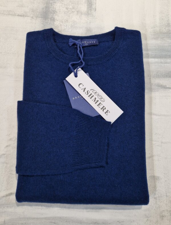 Maglione girocollo uomo BRAMANTE in 100% cashmere melange - Cobalto - immagine 2