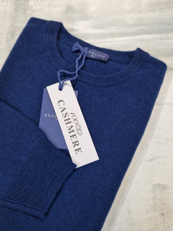 Maglione girocollo uomo BRAMANTE in 100% cashmere melange - Cobalto