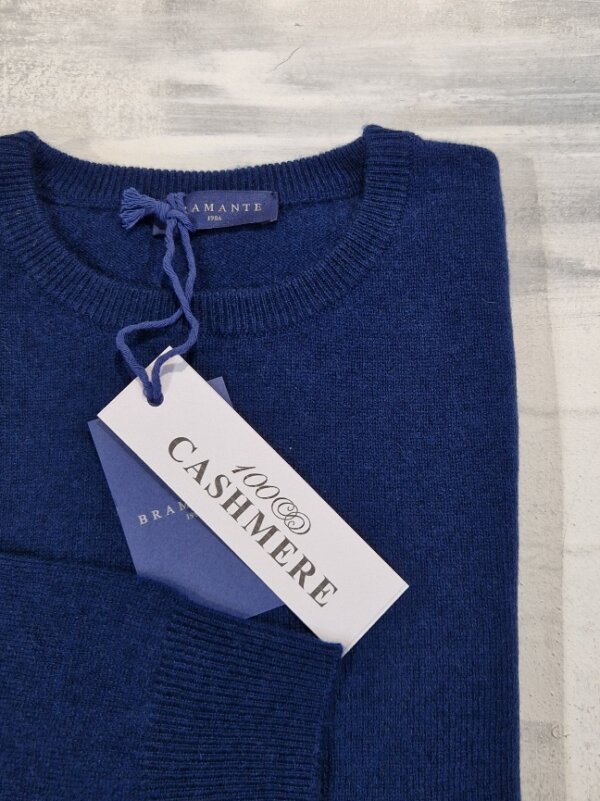 Maglione girocollo uomo BRAMANTE in 100% cashmere melange - Cobalto - immagine 3