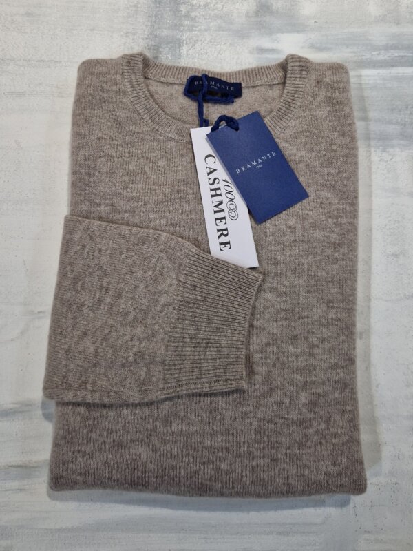 Maglione girocollo uomo BRAMANTE in 100% cashmere melange - Tortora - immagine 3