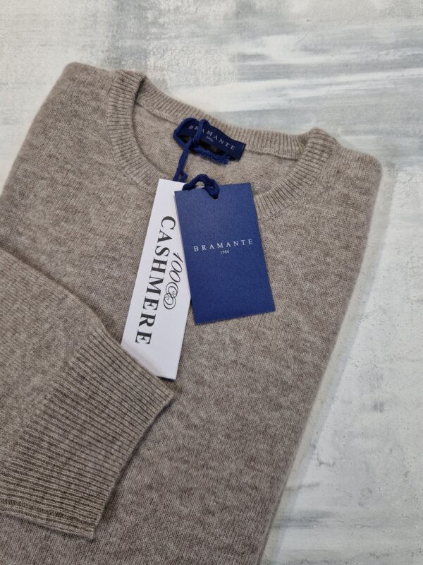 Maglione girocollo uomo BRAMANTE in 100% cashmere melange - Tortora