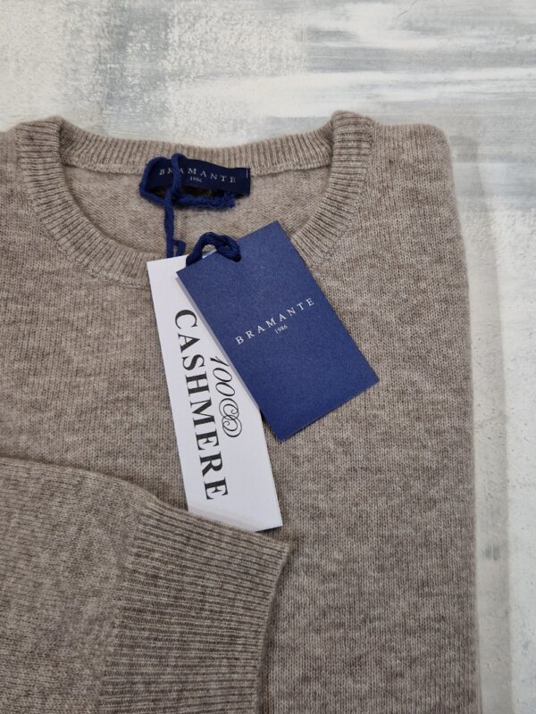 Maglione girocollo uomo BRAMANTE in 100% cashmere melange - Tortora - immagine 2