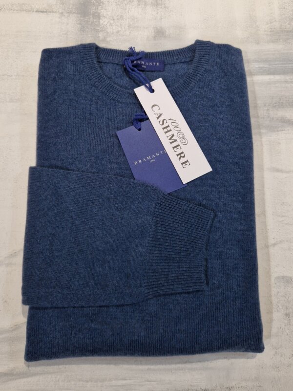 Maglione girocollo uomo BRAMANTE in 100% cashmere melange - Avio - immagine 3