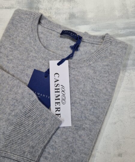 Maglione girocollo uomo BRAMANTE in 100% cashmere melange - Sasso