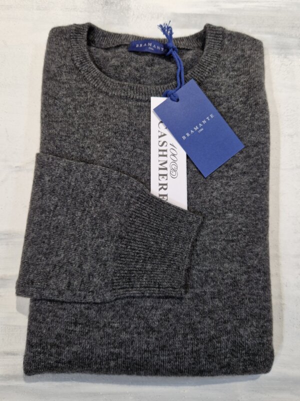 Maglione girocollo uomo BRAMANTE in 100% cashmere melange - Fumo di Londra - immagine 3