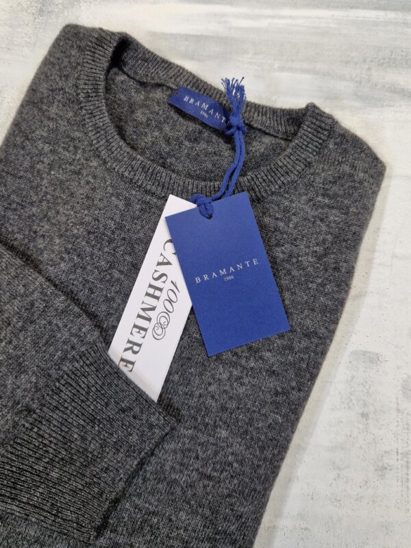 Maglione girocollo uomo BRAMANTE in 100% cashmere melange - Fumo di Londra