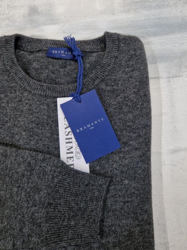 Maglione girocollo uomo BRAMANTE in 100% cashmere melange - Fumo di Londra - immagine 2