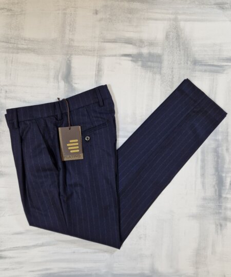 Pantalone uomo TELERIA ZED gessato in lana Reda Flexo P Cult POP B24C1 - BLU