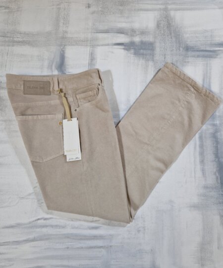 Pantalone donna in velluto millerighe a trombetta TELERIA ZED Morena VOB 750 - Ecrù