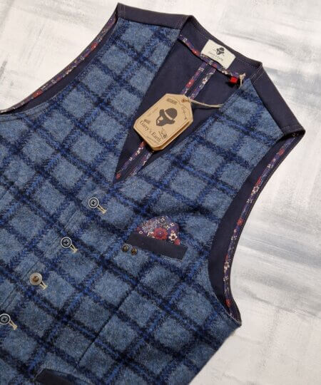 Gilet Garry's Earth ZAD 26 in misto lana Check BLU