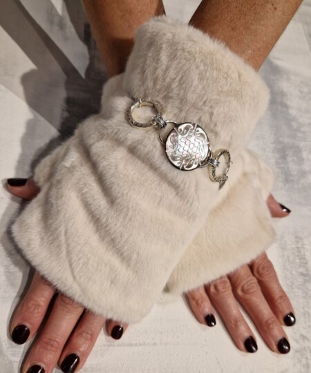 Guanti donna AMA Gioielli morbidosi Yeti con gioiello - White