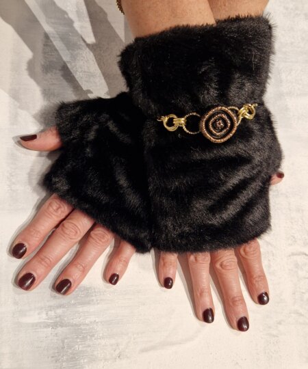 Guanti donna AMA Gioielli morbidosi Yeti con gioiello - Black