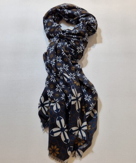 Sciarpa in lana 1829 SPILLI fantasia floreale BLU / MORO