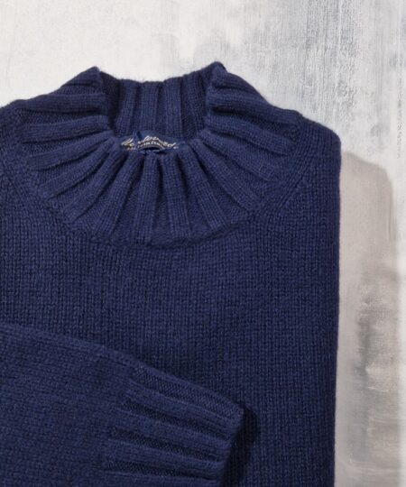 Maglia MONTEVERDI collo a vulcano in lambswool - Blu mouliné