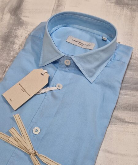 Camicia slim fit ALESSANDRO LAMURA in mussola di cotone TEAM04 - CELESTE