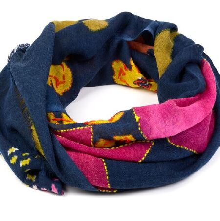 Sciarpa in lana BAHOBAB fantasia floreale BLU /  ARANCIONE / FUXIA 25SA104