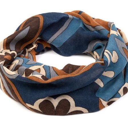 Sciarpa in lana BAHOBAB fantasia floreale BLU / PANNA / MORO 25SA77