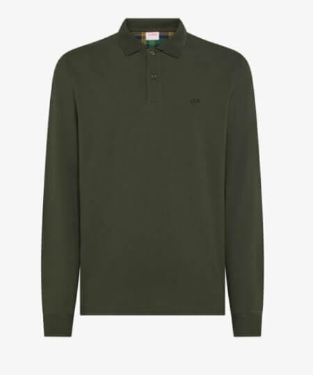 Polo SUN68 uomo in cotone con patch - MILITARE SCURO