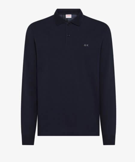 Polo SUN68 uomo in cotone con patch - NAVY BLUE