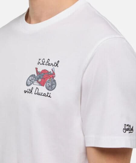 T-shirt MC2 SAINT BARTH Man in cotone con ricamo To St. Barth with Ducati | DUCATI MOTORS® SPECIAL EDITION
