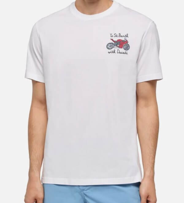 T-shirt MC2 SAINT BARTH Man in cotone con ricamo To St. Barth with Ducati | DUCATI MOTORS® SPECIAL EDITION - immagine 2