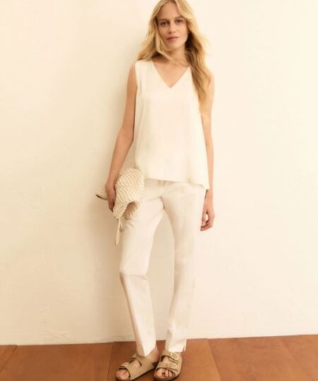 EMME di Marella - Pantalone slim fit in gabardina EMMTUNICA - Bianco