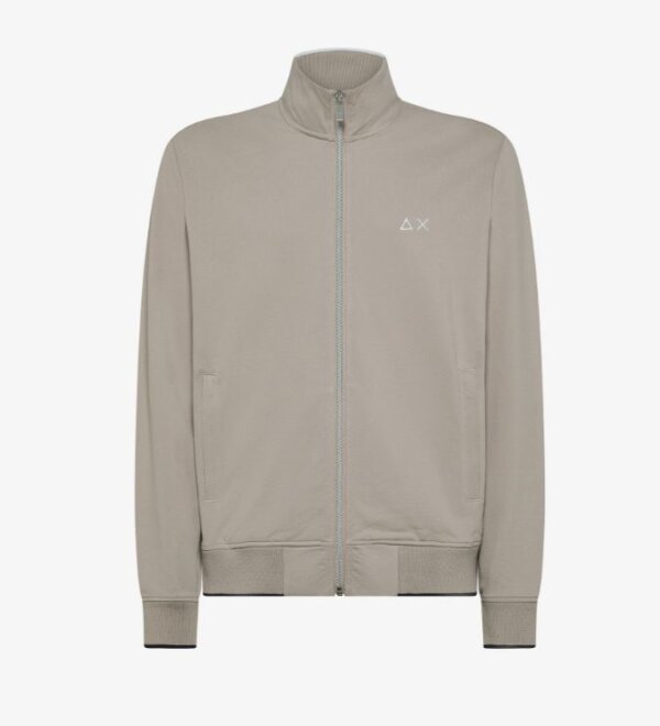 Felpa uomo SUN68 Track Zip Piquet Small Stripes Fleece col. STONE