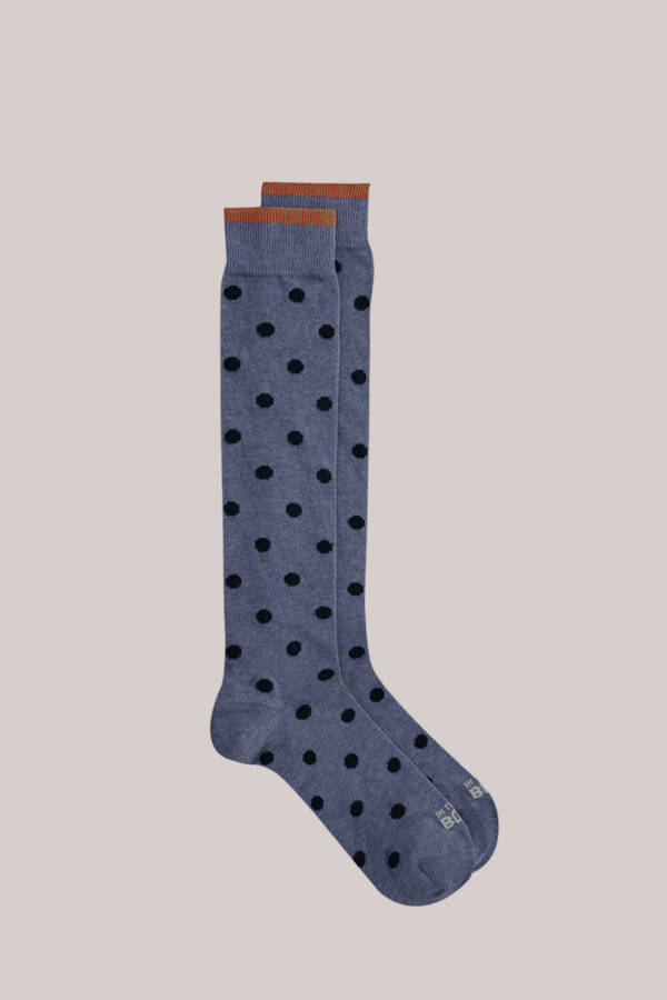 Calze Uomo IN THE BOX lunghe POIS BICOLOR - grigio melange / blu