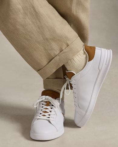 Sneakers RALPH LAUREN uomo Heritage Court II in pelle - High Top Place - Bianco/Cuoio - immagine 3