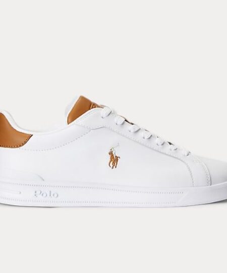 Sneakers RALPH LAUREN uomo Heritage Court II in pelle - High Top Place - Bianco/Cuoio