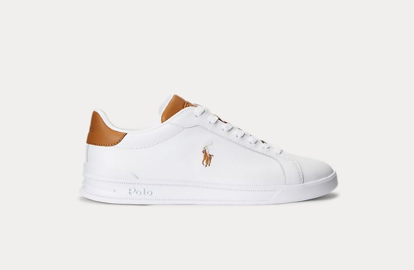 Sneakers RALPH LAUREN uomo Heritage Court II in pelle - High Top Place - Bianco/Cuoio