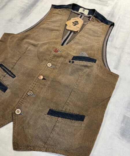 Gilet Garry's Earth ZAD Dis. 3 lavorato CAMP Check / BLU Gessato