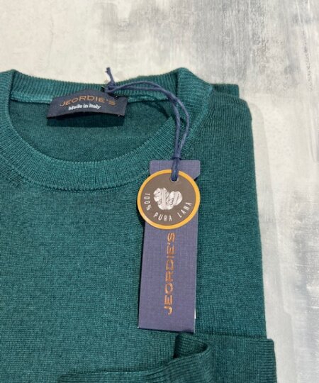 Maglia girocollo JEORDIE'S lana extrafine 100% lavata effetto delave col. Vetro